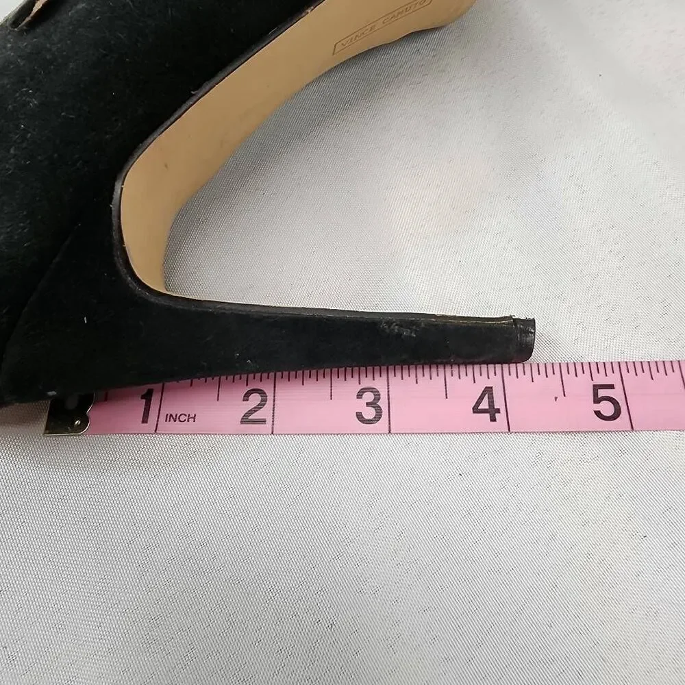 Vince Camuto Womens Beverly Mary Jane Pump Size 6.5 Black Suede Heel Dress Shoe